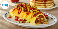 fluffy pancakes, omelets, and sizzling bacon