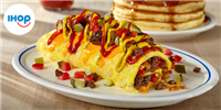 fluffy pancakes, omelets, and sizzling bacon